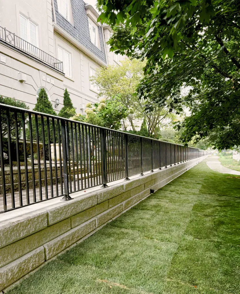 A retaining wall installed for a commercial client by Mutti Landscaping