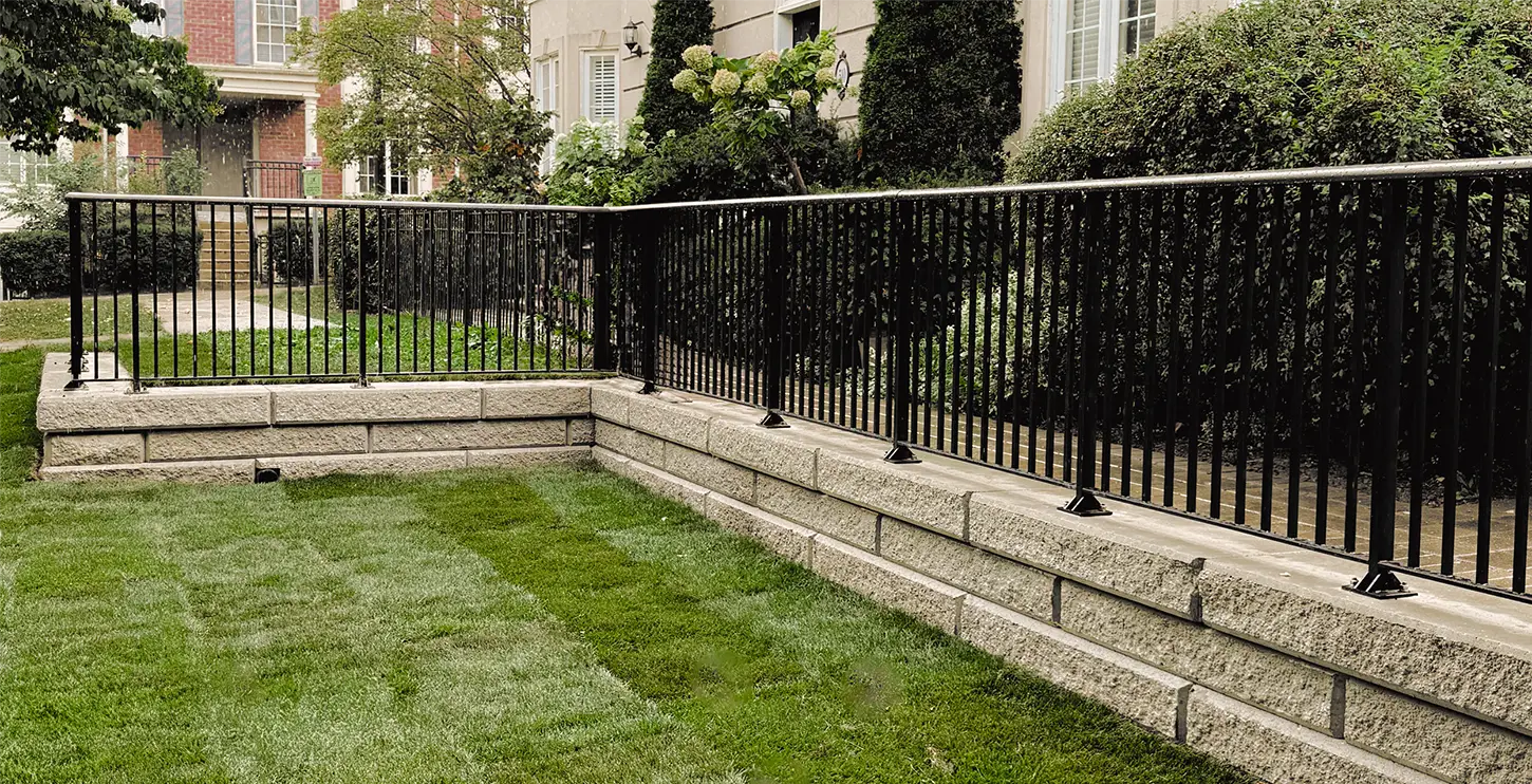 A retaining wall installed for a commercial client by Mutti Landscaping
