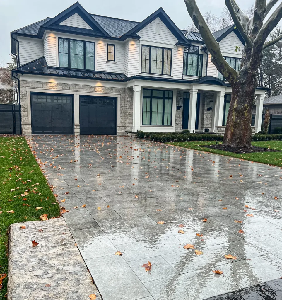 A finished heated driveway installed completed by Mutti Landscaping in the Greater Toronto Area